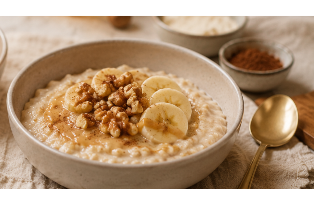 Rezept für Lutealphase: Haferbrei mit Zimt und nüssen